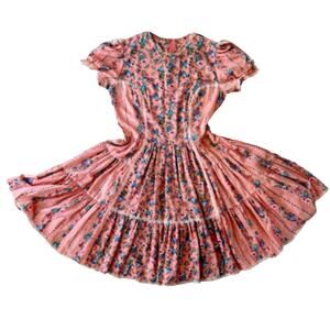 Vintage Prairie Dress Cottage Gunne Sax Ballon Sleeve Lace L Weilwood Fabric